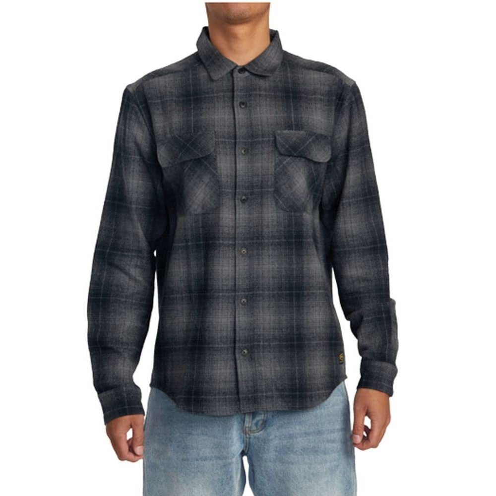 RVCA Mens Long Sleeve Woven Button Front Flannel Shirt - Dayshift Flannel (RVCA